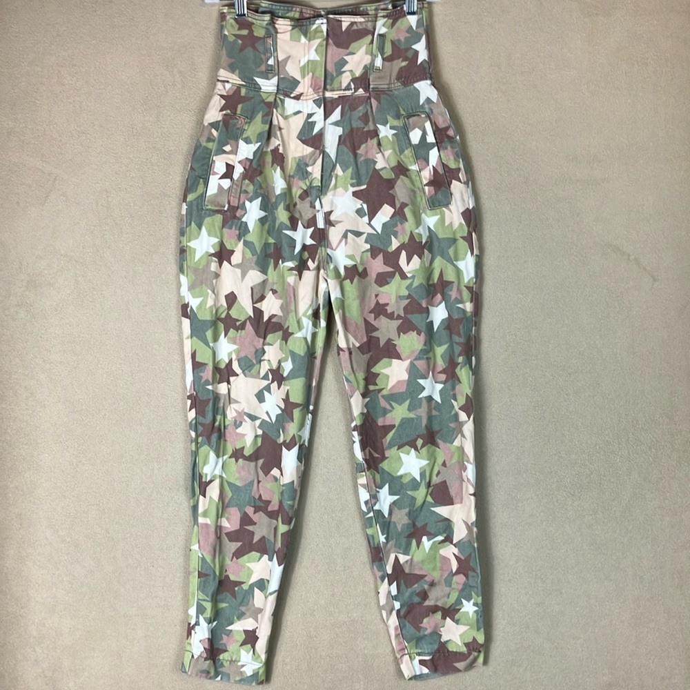 Elisabetta Franchi Denim Pantalon Cargo Star Camouflage Pants Women’s size 25
